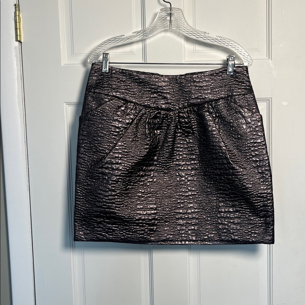 Tibi Metallic Bronze Mini Skirt 10 - Picture 1 of 6